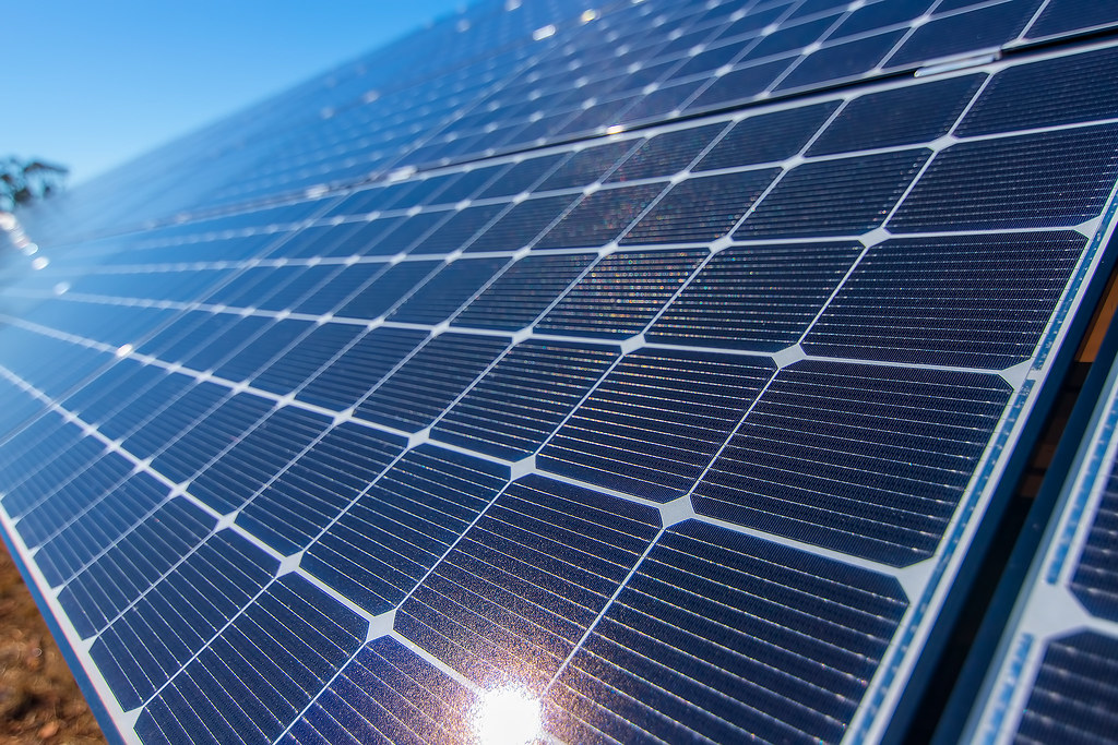 Close-up photograph of solar panels.